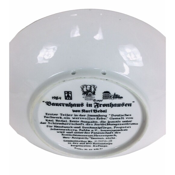 Vintage 1984 Karl Bedal "Farmhouse in Fronhausen"  Collector Plate Pink & Mint - Picture 5 of 6